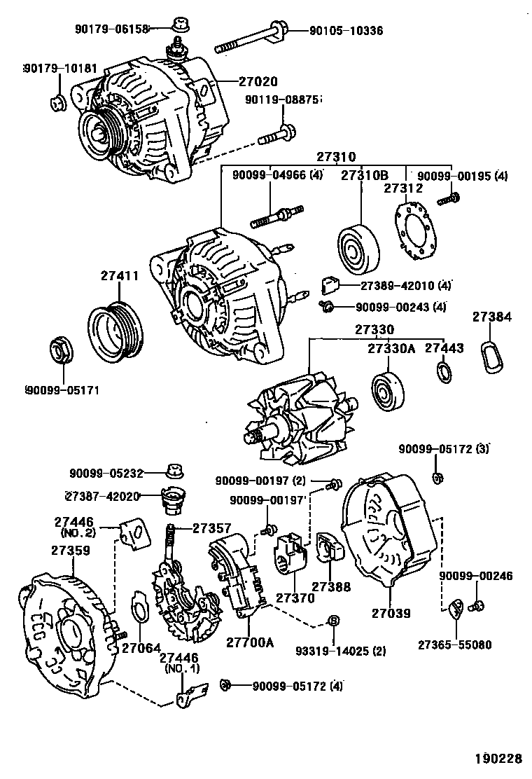 Toyota COROLLA Alternator EPC diagram — 190228