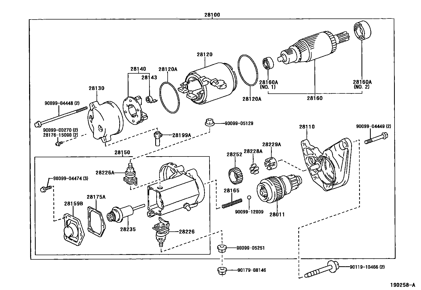 Toyota COROLLA 起动机 EPC diagram — 190258A