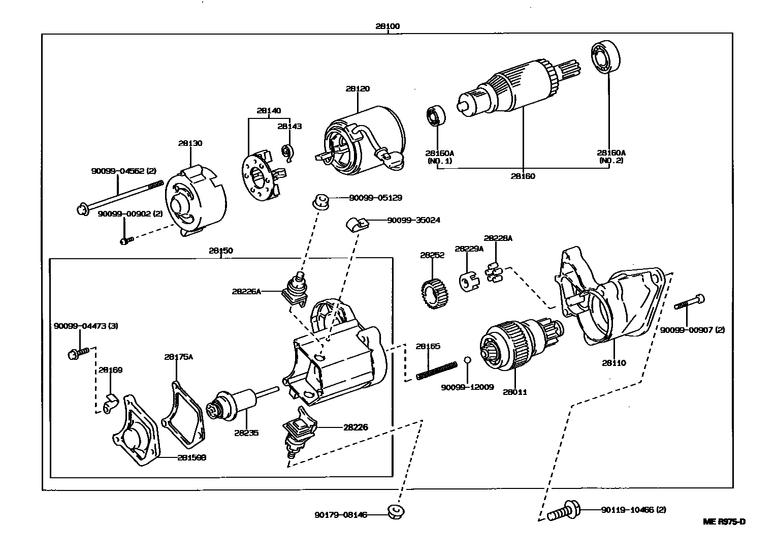 Toyota COROLLA 起动机 EPC diagram — MER975D
