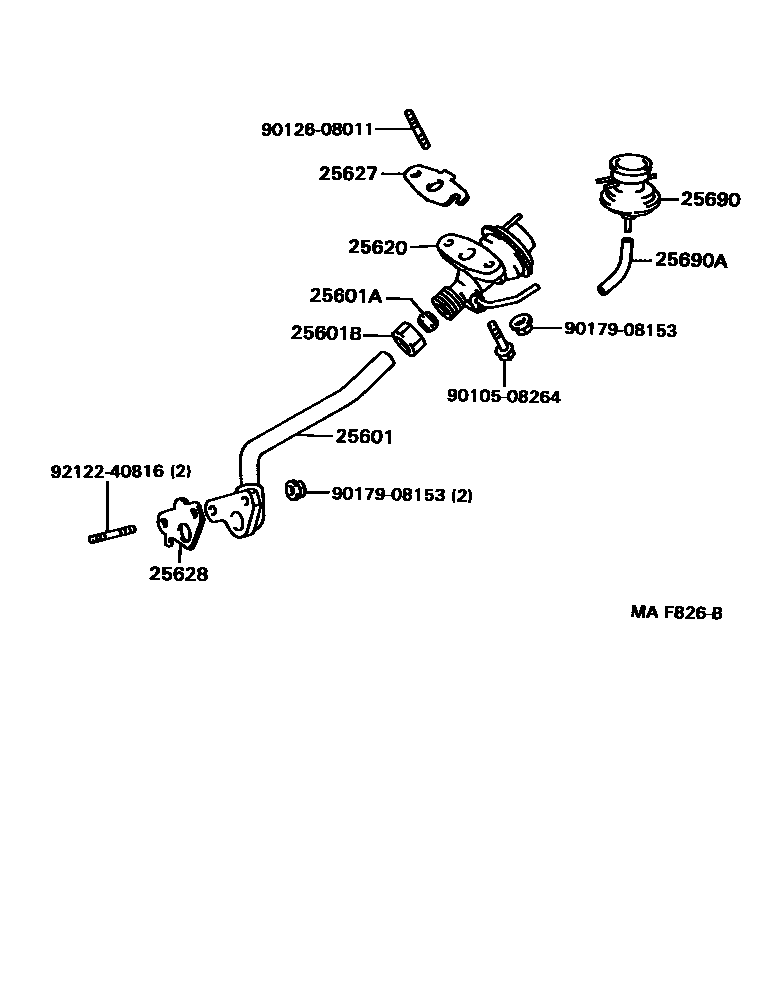 Toyota COROLLA 废气再循环系统 EPC diagram — MAF826B