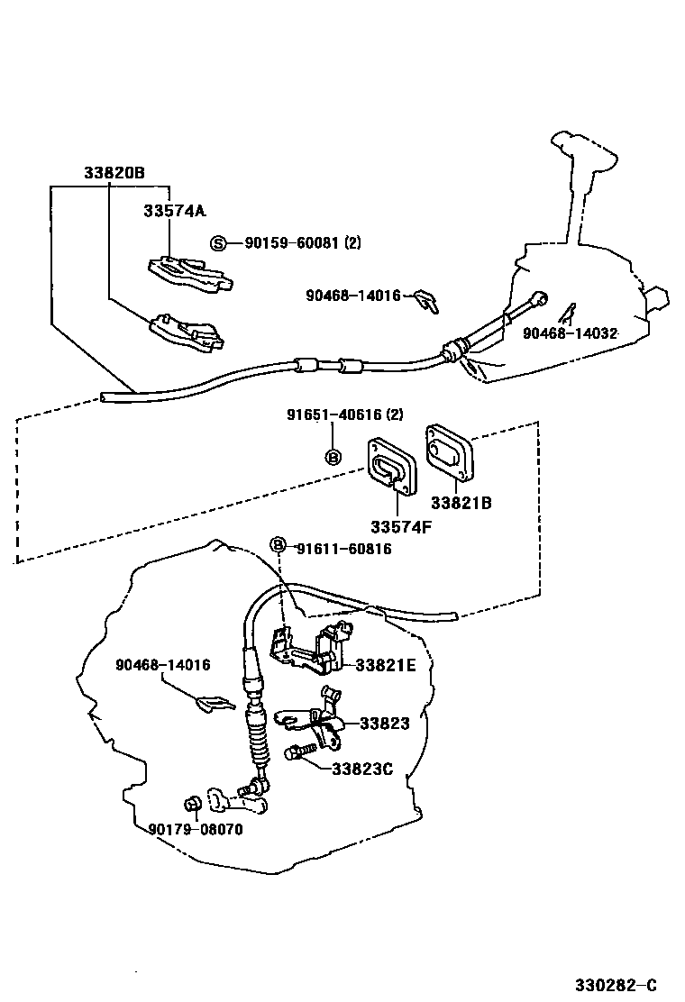 Toyota COROLLA Shift Lever & Retainer EPC diagram — 330282C