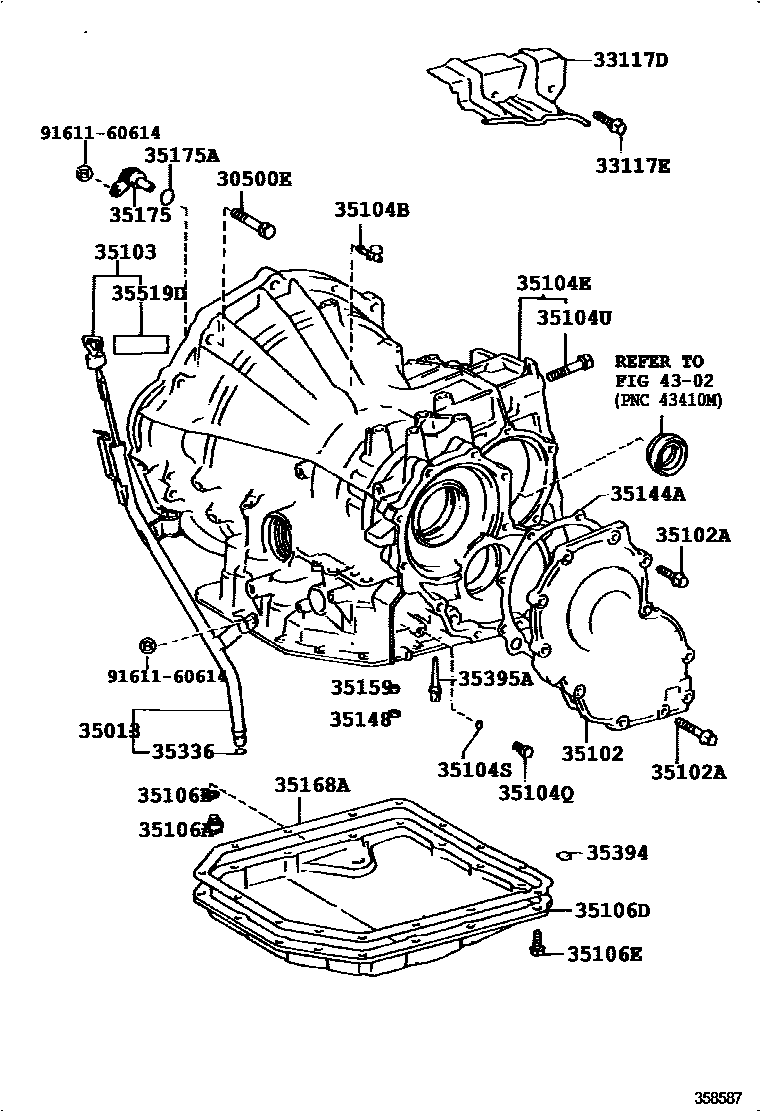 Toyota COROLLA 变速器壳和油底壳(ATM) EPC diagram — 358587