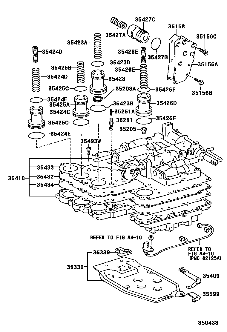Toyota COROLLA 阀体和滤油网(ATM) EPC diagram — 350433