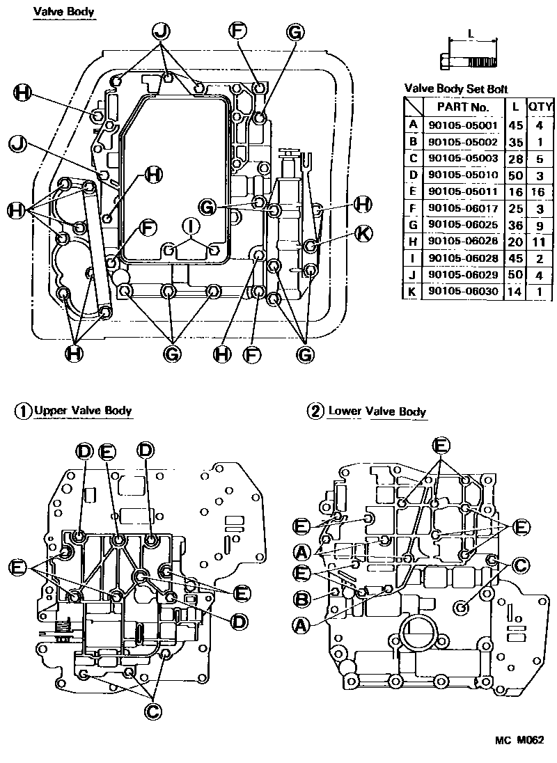 Toyota COROLLA 阀体和滤油网(ATM) EPC diagram — MCM062