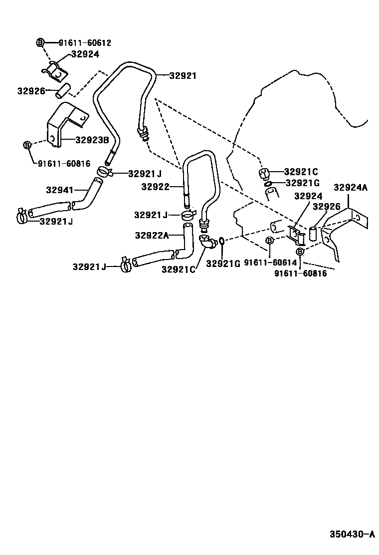 Toyota COROLLA 变速器油冷却器和配管(ATM) EPC diagram — 350430A