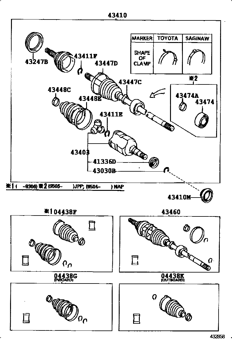 Toyota COROLLA Front Drive Shaft EPC diagram — 432858