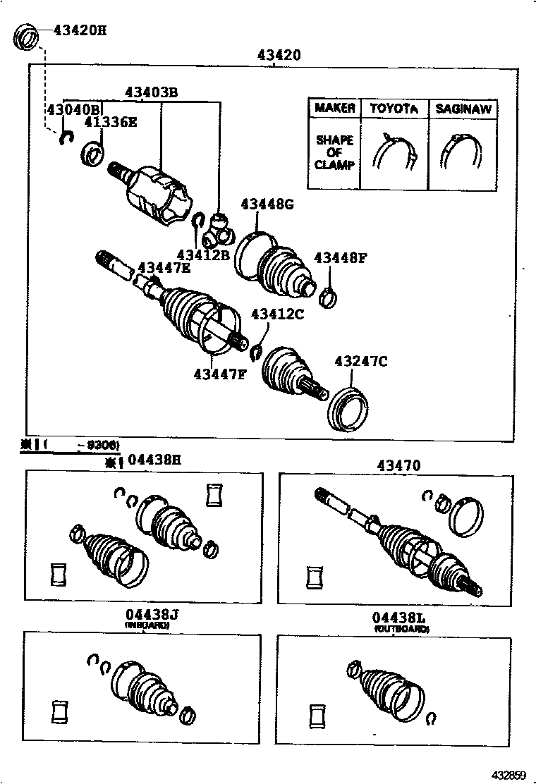 Toyota COROLLA Front Drive Shaft EPC diagram — 432859