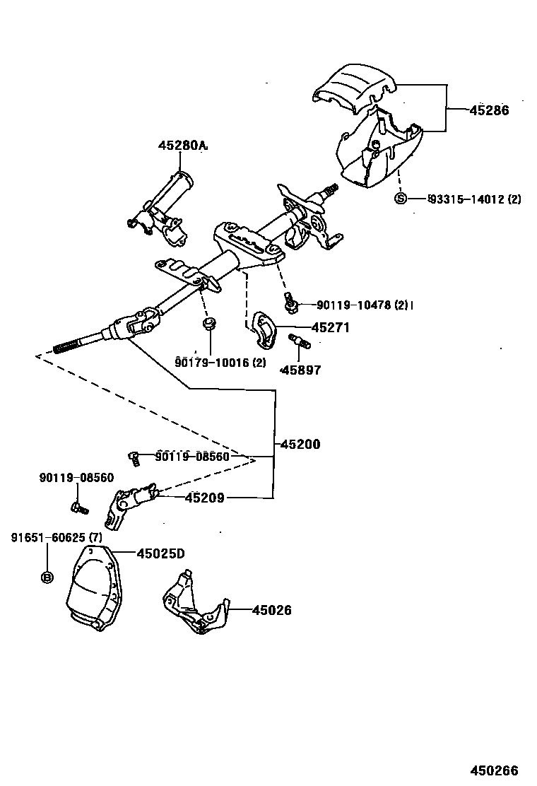 Toyota COROLLA Steering Column & Shaft EPC diagram — 450266