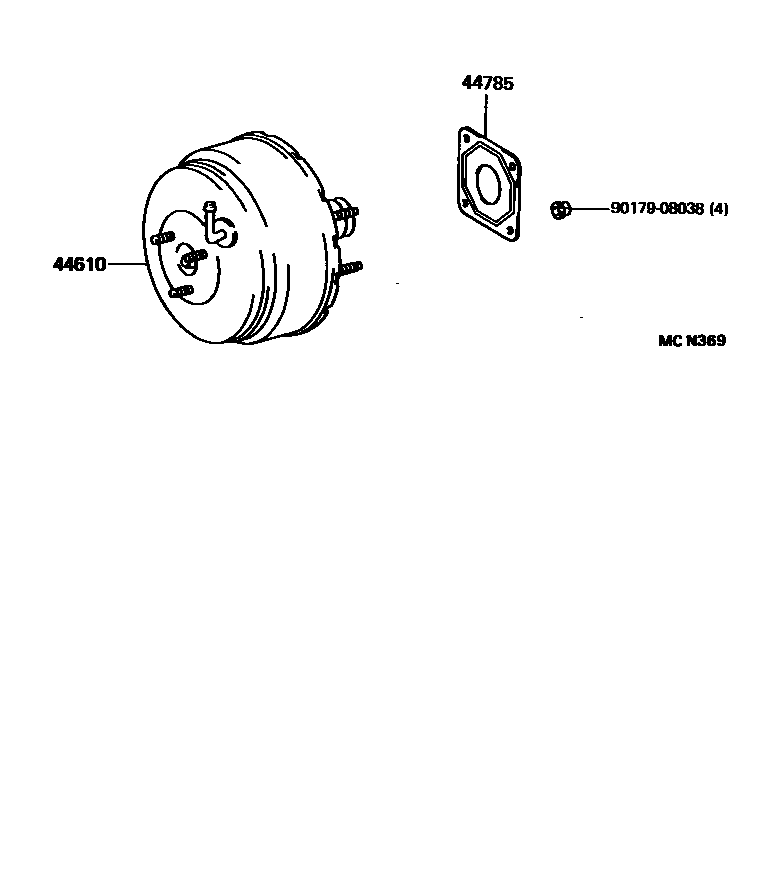 Toyota COROLLA 制动助力器和真空管 EPC diagram — MCN369