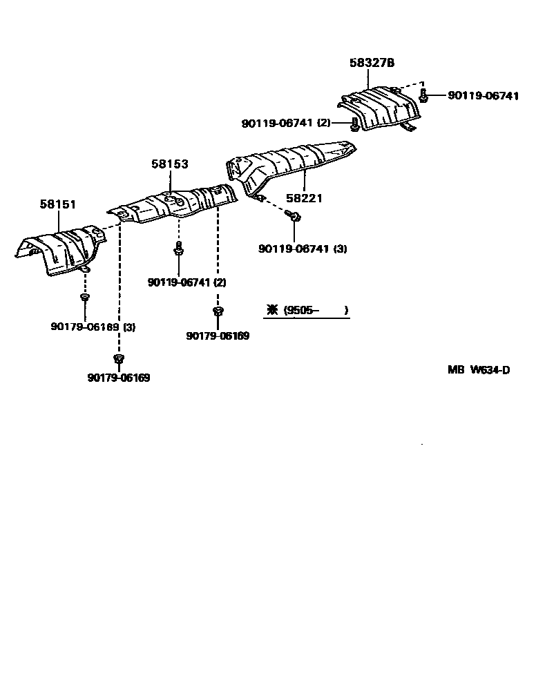 Toyota COROLLA 地板隔热垫 EPC diagram — MBW634D