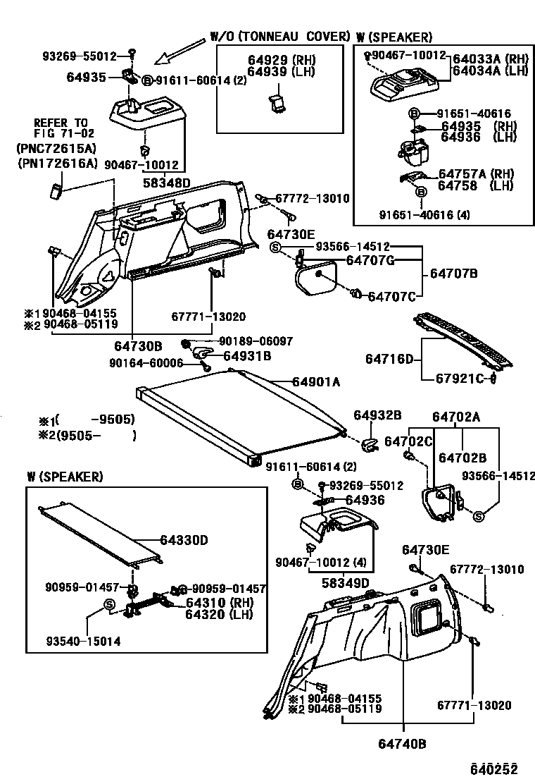 Toyota COROLLA 底板和底板装饰罩 EPC diagram — 640252