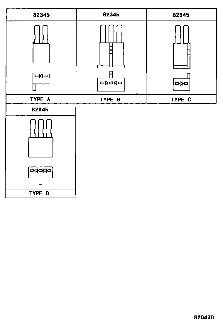 Toyota COROLLA 线束和卡夹 EPC diagram — 820430
