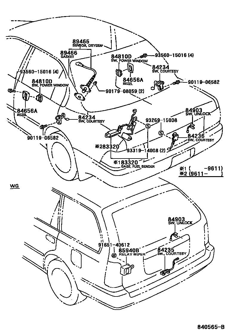 Toyota COROLLA 开关和继电器和ECU EPC diagram — 840565B