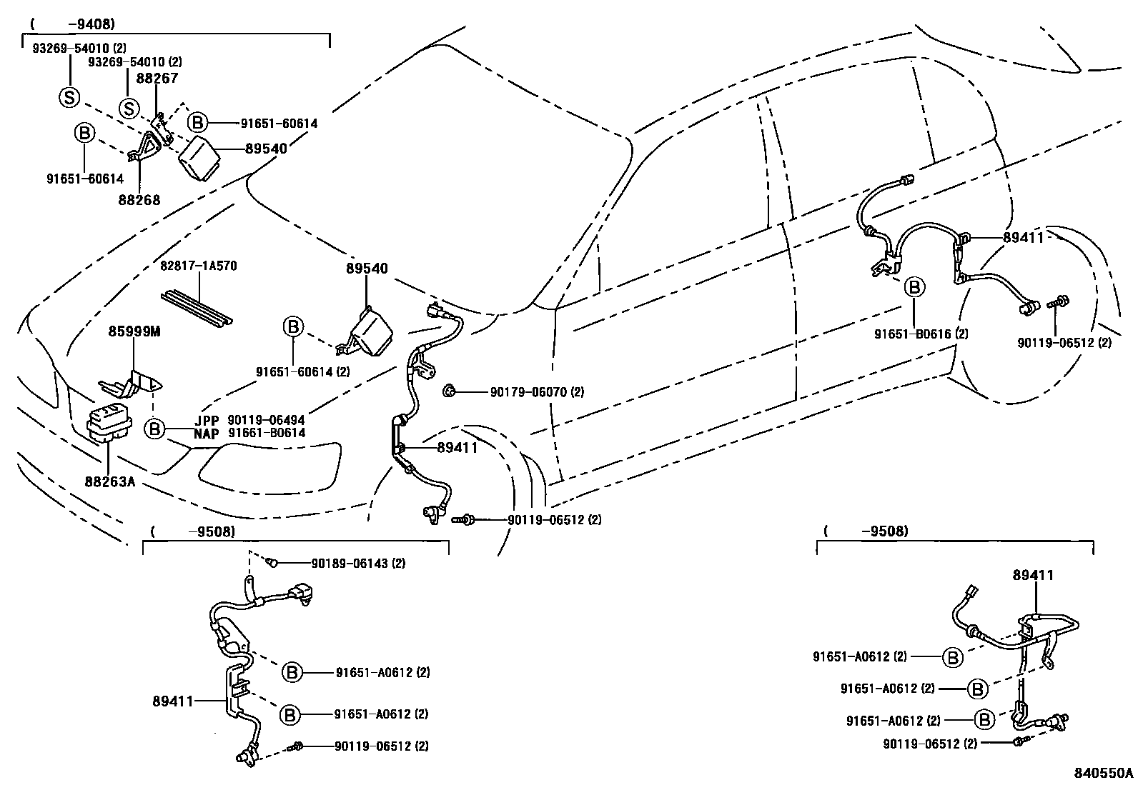 Toyota COROLLA ABS 和 VSC EPC diagram — 840550A