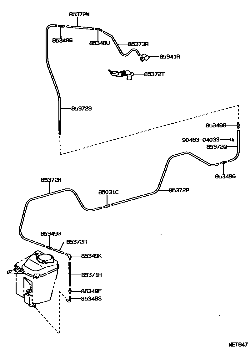 Toyota COROLLA 后清洗器 EPC diagram — MET847