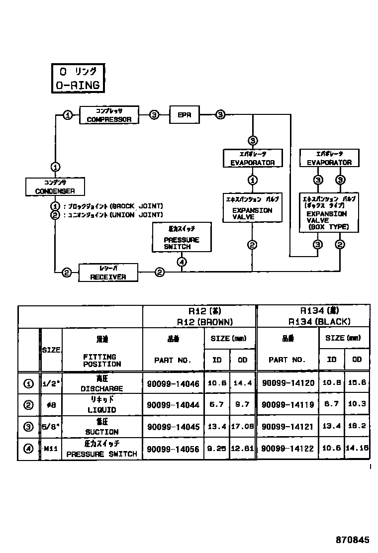 Toyota COROLLA Heating & Air Conditioning - Cooler Piping EPC diagram — 870845