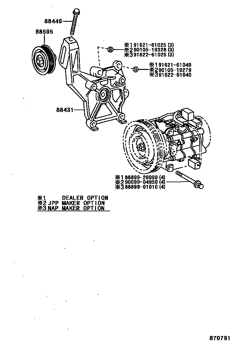 Toyota COROLLA Heating & Air Conditioning - Compressor EPC diagram — 870791