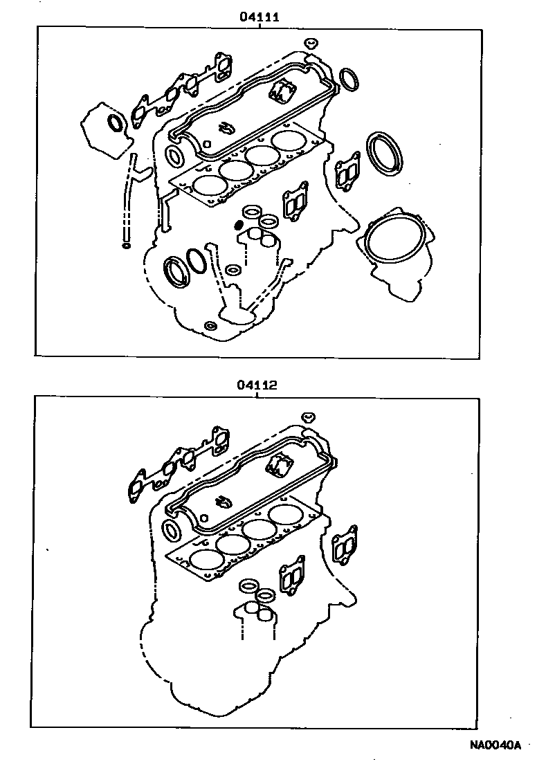 Toyota COROLLA Engine Overhaul Gasket Kit EPC diagram — NA0040A