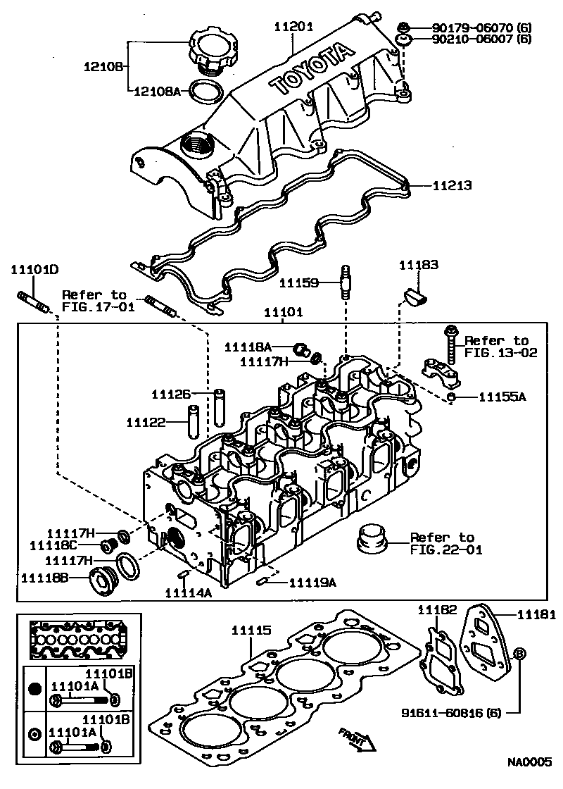 Toyota COROLLA Cylinder Head EPC diagram — NA0005