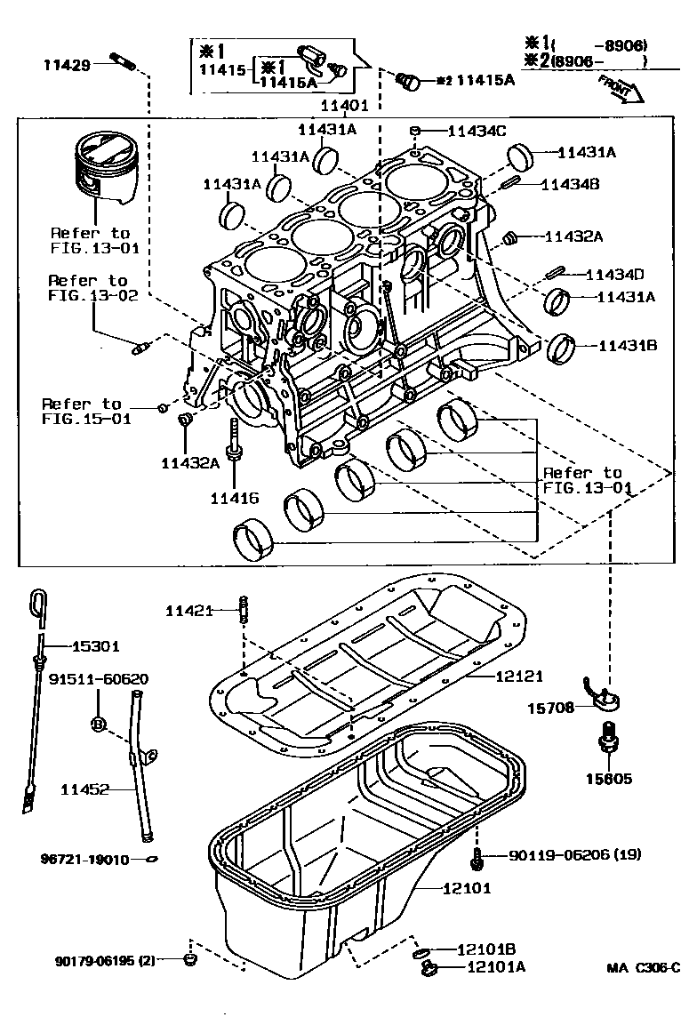 Toyota COROLLA Cylinder Block EPC diagram — MAC306C