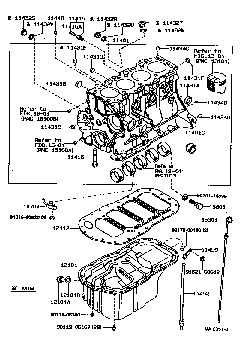 Toyota COROLLA Cylinder Block EPC diagram — MAC351B