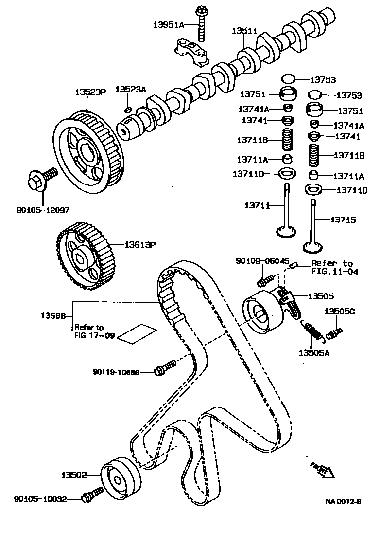 Toyota COROLLA Camshaft & Valve EPC diagram — NA0012B