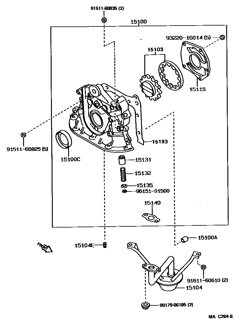 Toyota COROLLA Engine Oil Pump EPC diagram — MAC264B