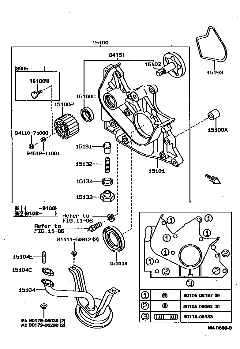 Toyota COROLLA Engine Oil Pump EPC diagram — MAD660B