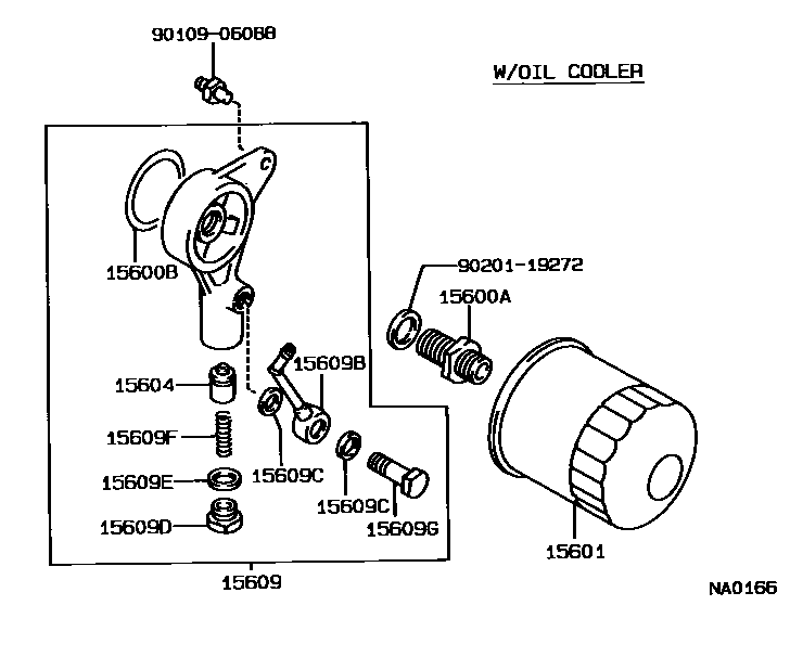 Toyota COROLLA Oil Filter EPC diagram — NA0166
