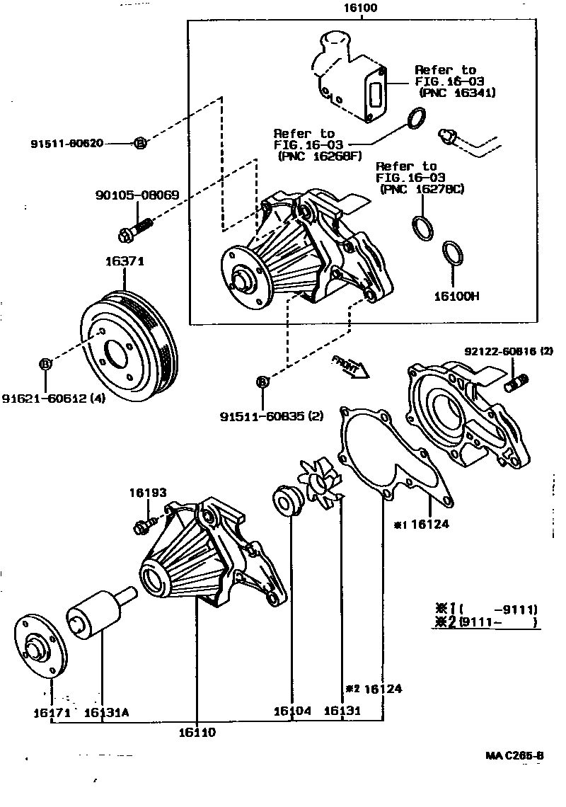 Toyota COROLLA Water Pump EPC diagram — MAC265B