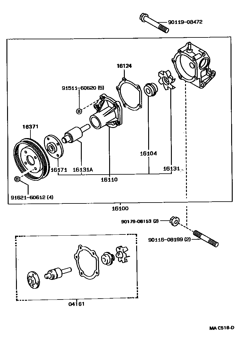 Toyota COROLLA Water Pump EPC diagram — MAC516D