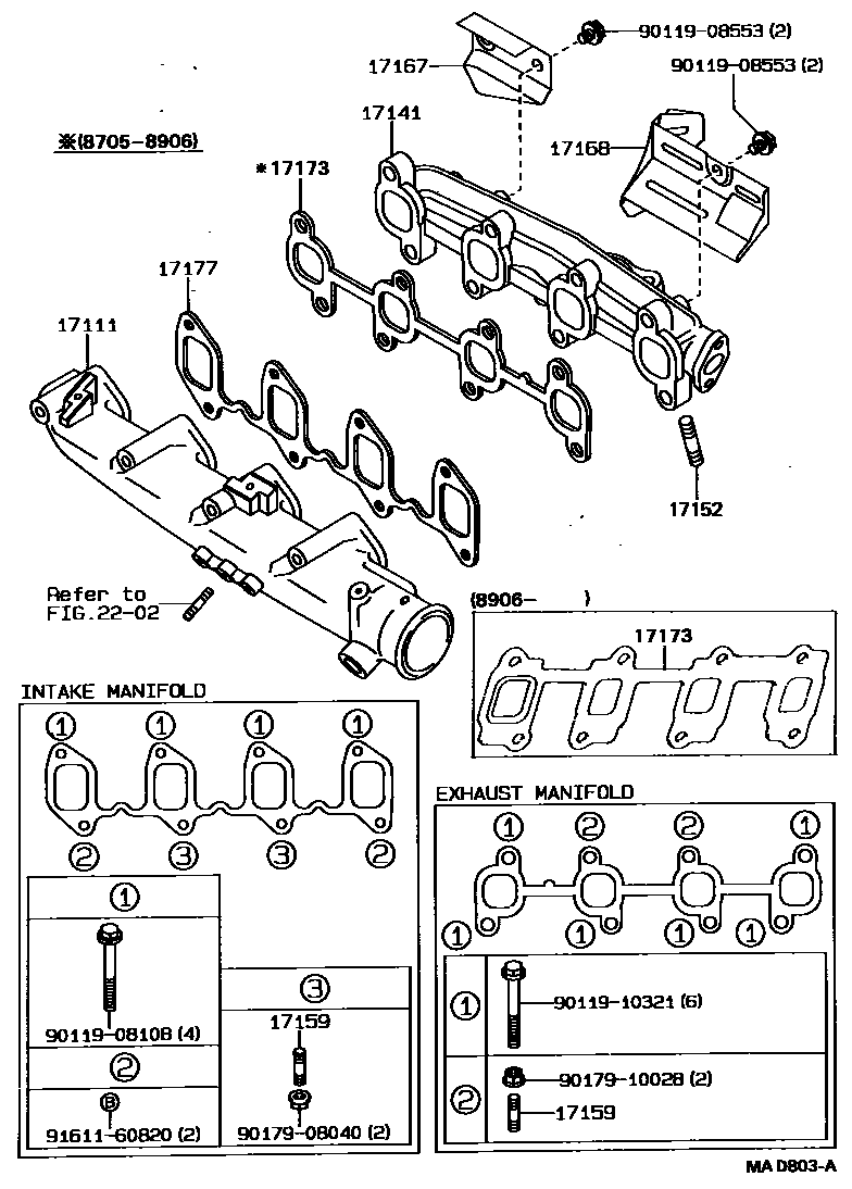 Toyota COROLLA Manifold EPC diagram — MAD803A