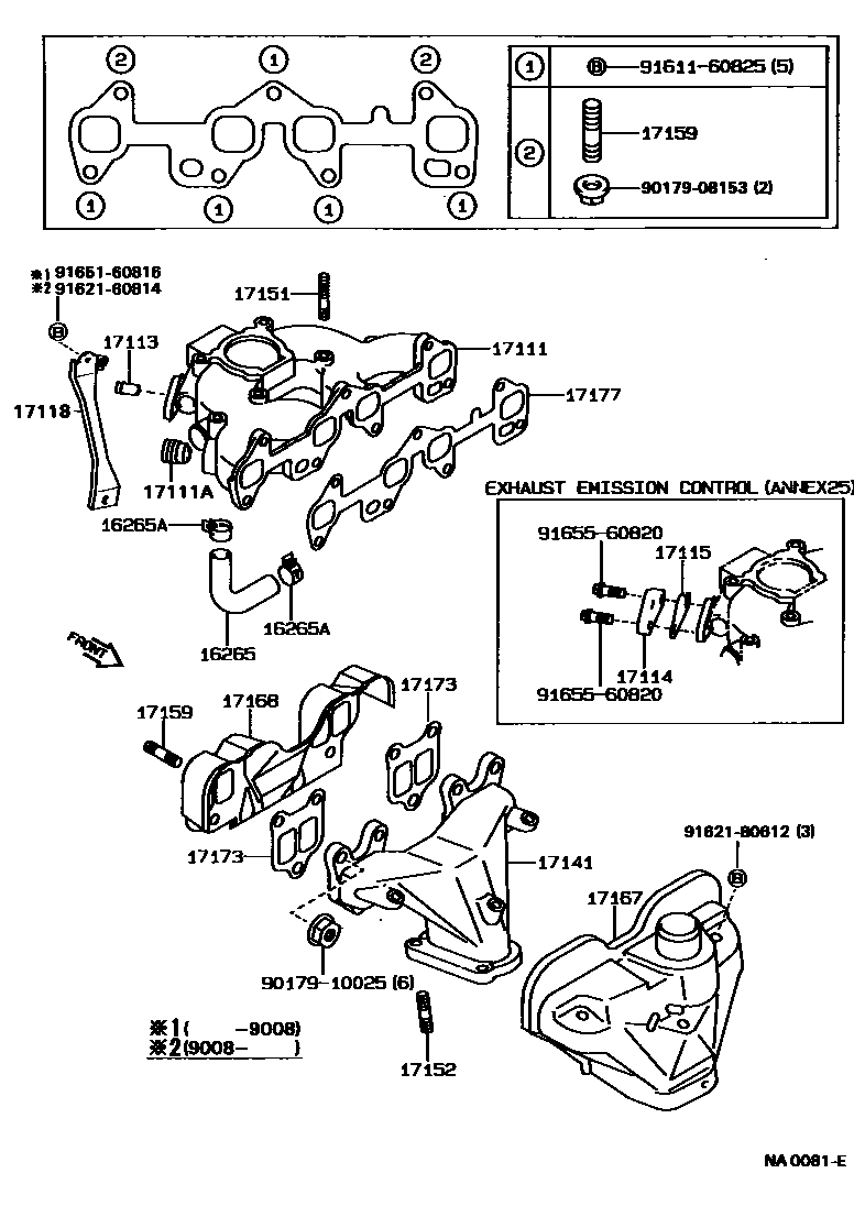 Toyota COROLLA Manifold EPC diagram — NA0081E