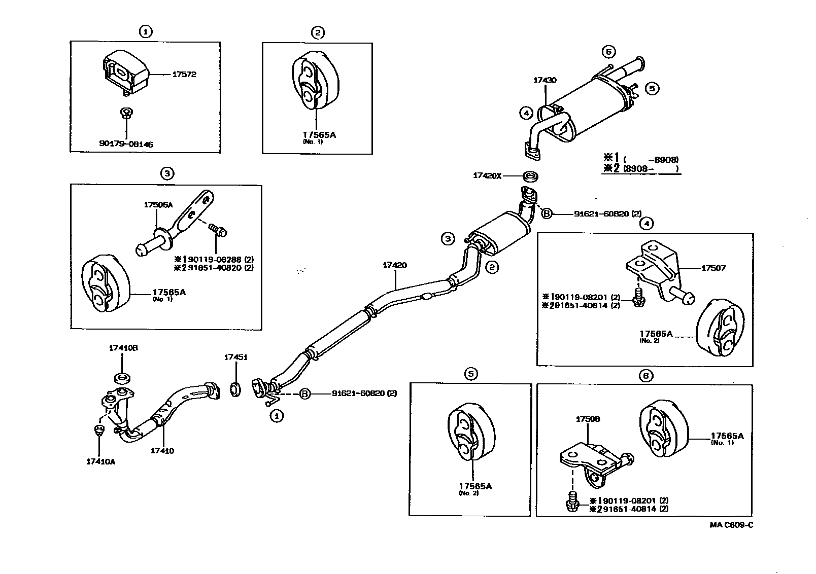 Toyota COROLLA Exhaust Pipe EPC diagram — MAC609C