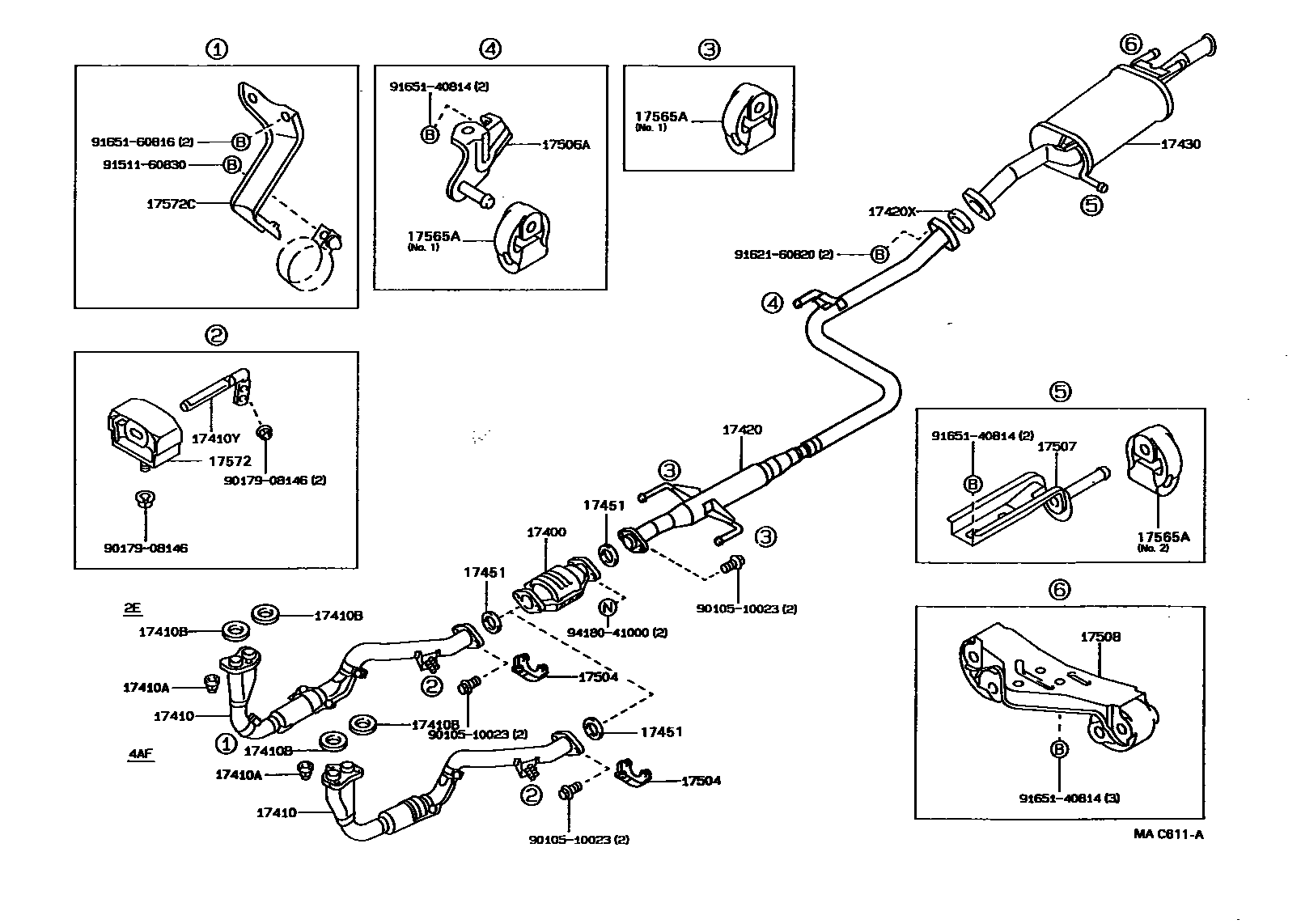 Toyota COROLLA Exhaust Pipe EPC diagram — MAC611A