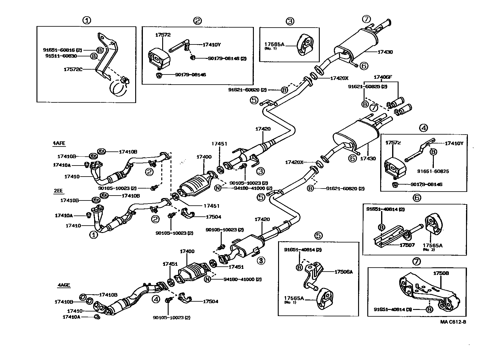 Toyota COROLLA Exhaust Pipe EPC diagram — MAC612B