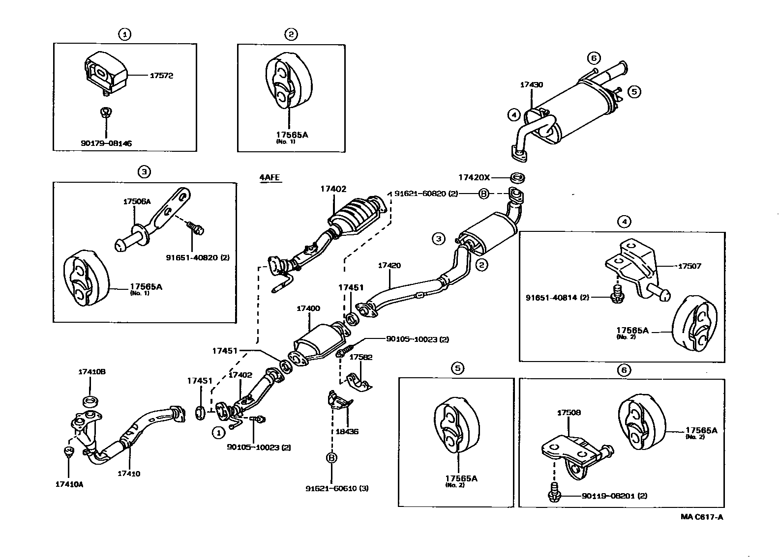 Toyota COROLLA Exhaust Pipe EPC diagram — MAC617A