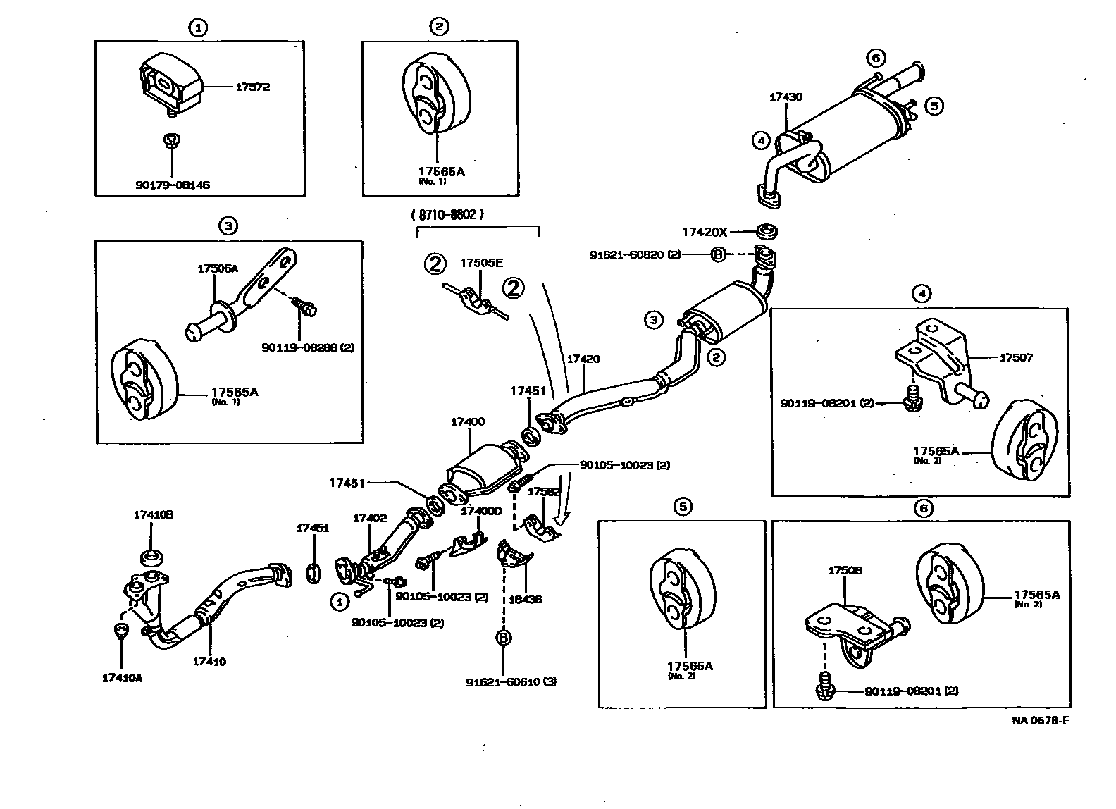 Toyota COROLLA Exhaust Pipe EPC diagram — NA0578F