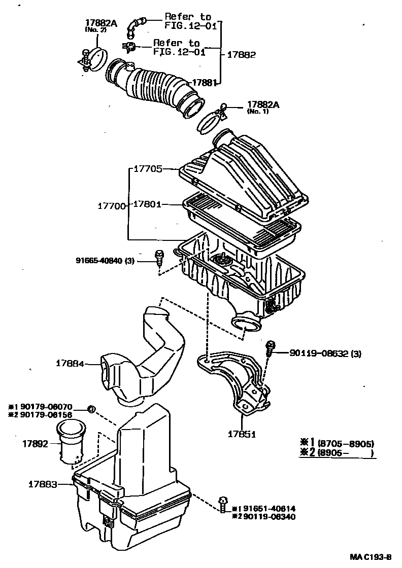 Toyota COROLLA Air Cleaner EPC diagram — MAC193B