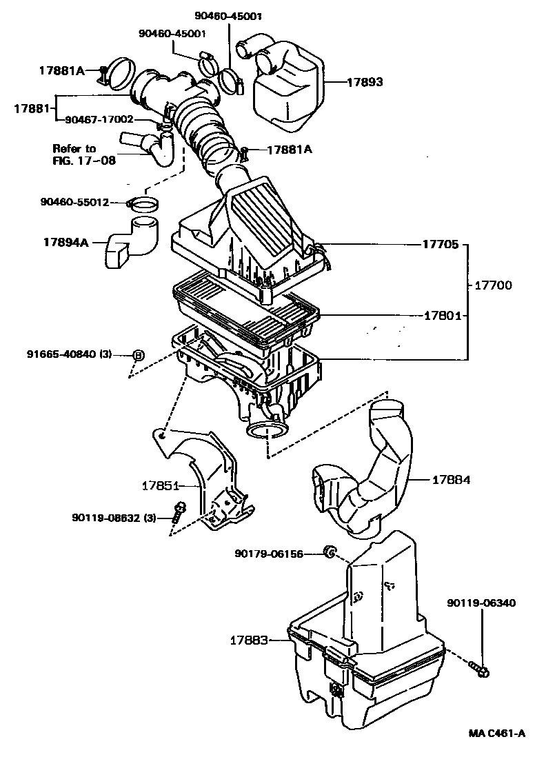 Toyota COROLLA Air Cleaner EPC diagram — MAC461A