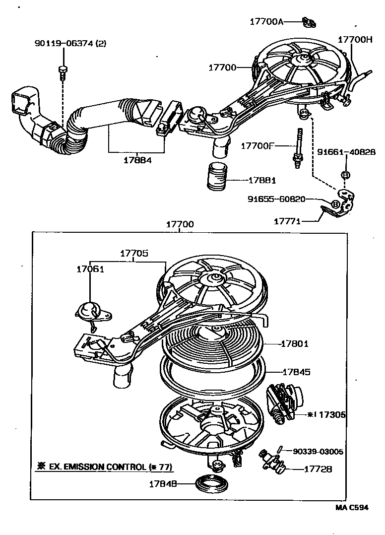 Toyota COROLLA Air Cleaner EPC diagram — MAC594