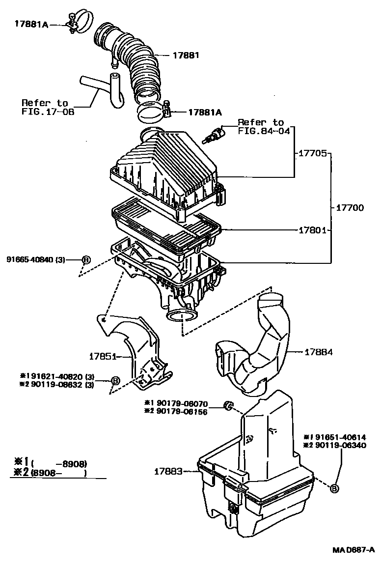 Toyota COROLLA Air Cleaner EPC diagram — MAD687A