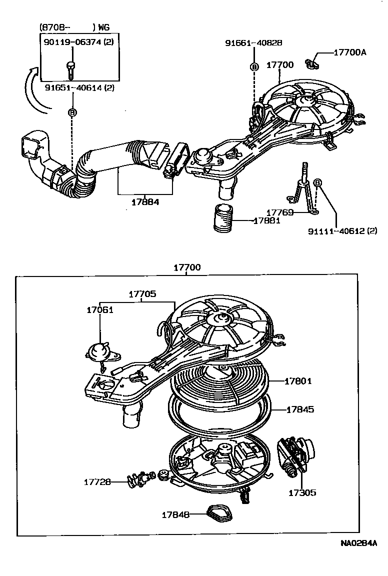 Toyota COROLLA Air Cleaner EPC diagram — NA0284A