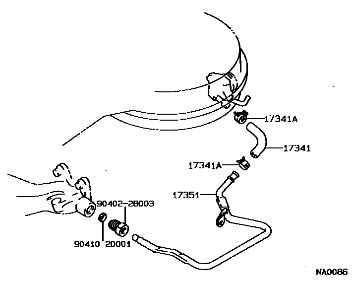 Toyota COROLLA 歧管喷气系统 EPC diagram — NA0086