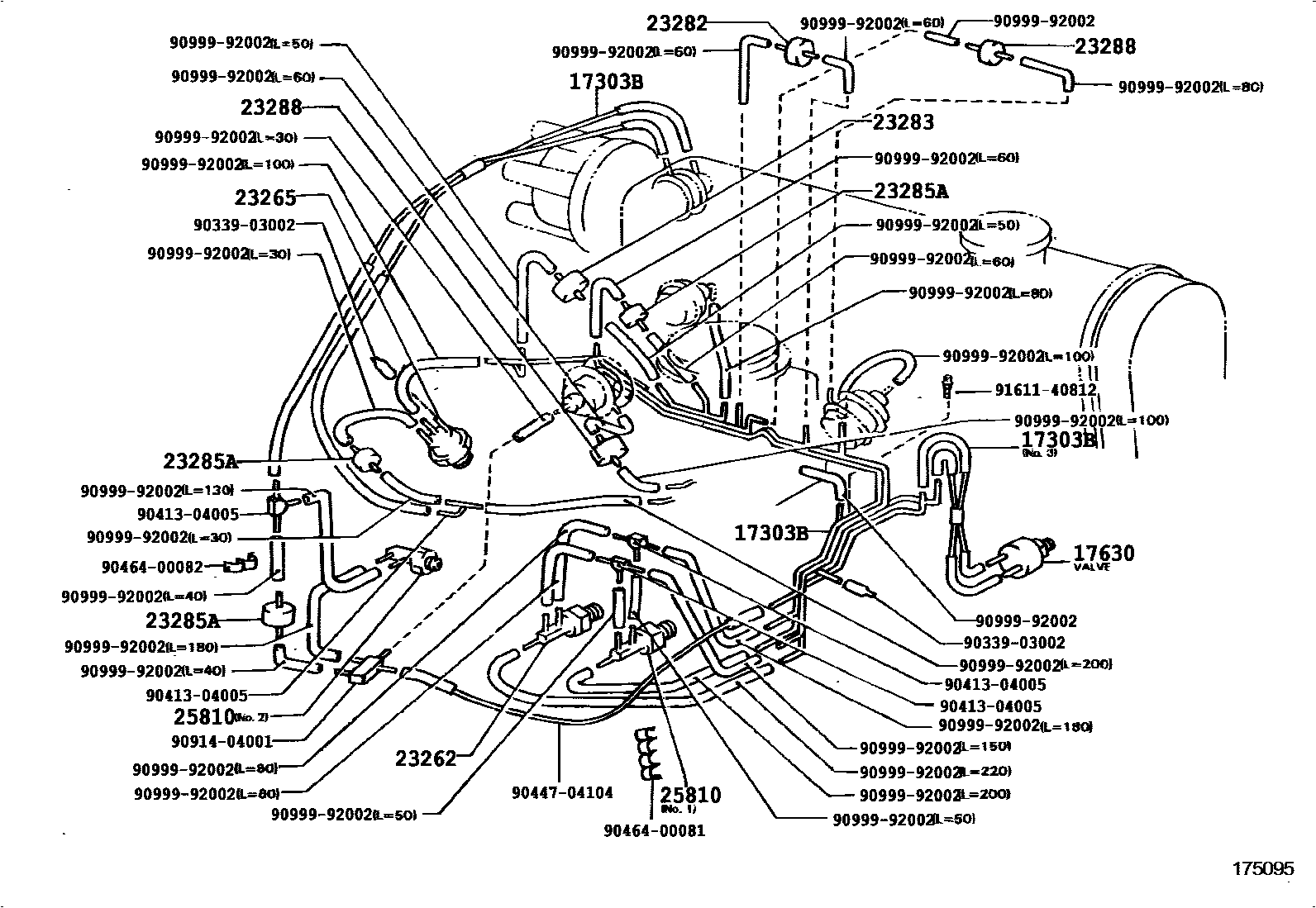Toyota COROLLA vacuum tube EPC diagram — 175095