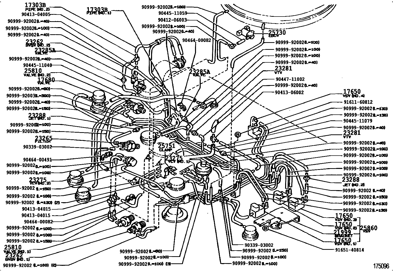 Toyota COROLLA vacuum tube EPC diagram — 175096