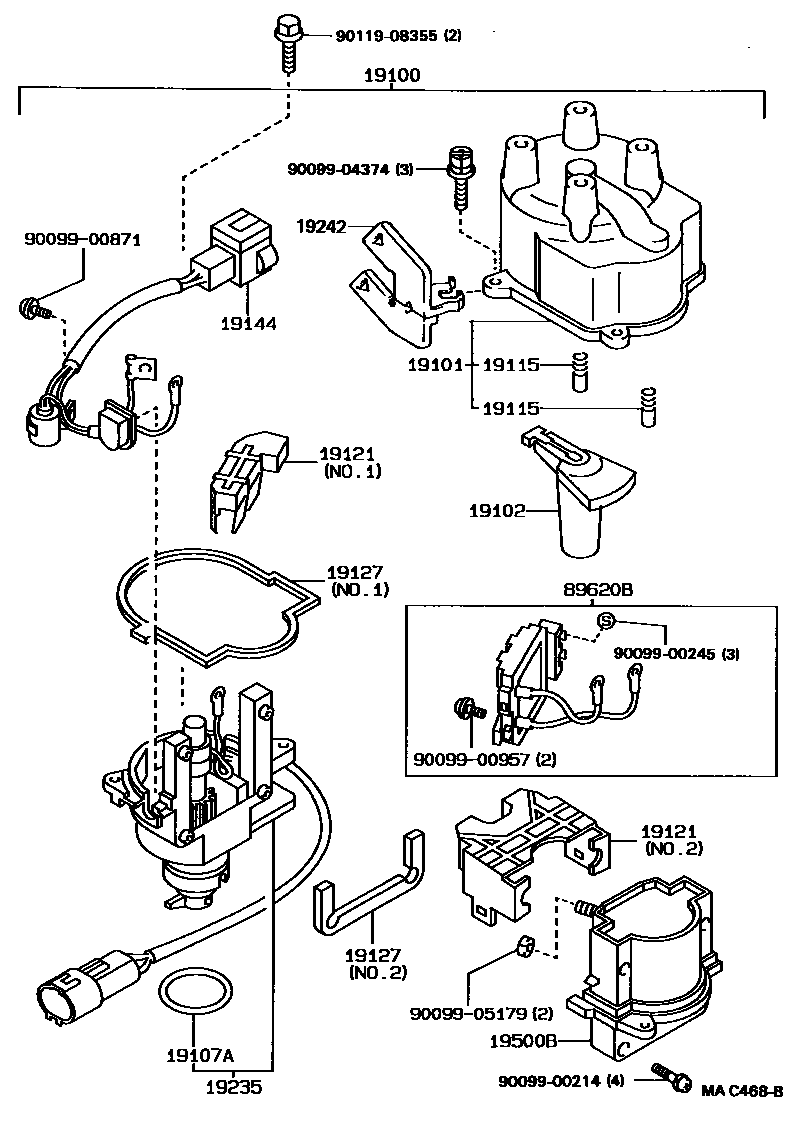 Toyota COROLLA 分电器 EPC diagram — MAC468B