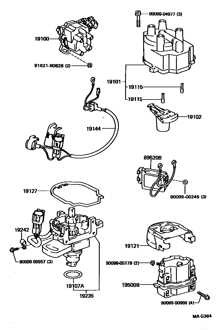 Toyota COROLLA 分电器 EPC diagram — MAG364