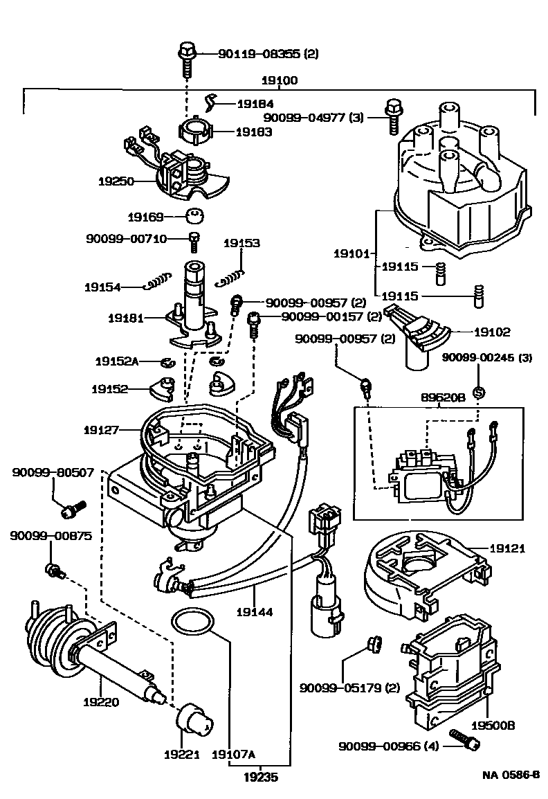 Toyota COROLLA 分电器 EPC diagram — NA0586B