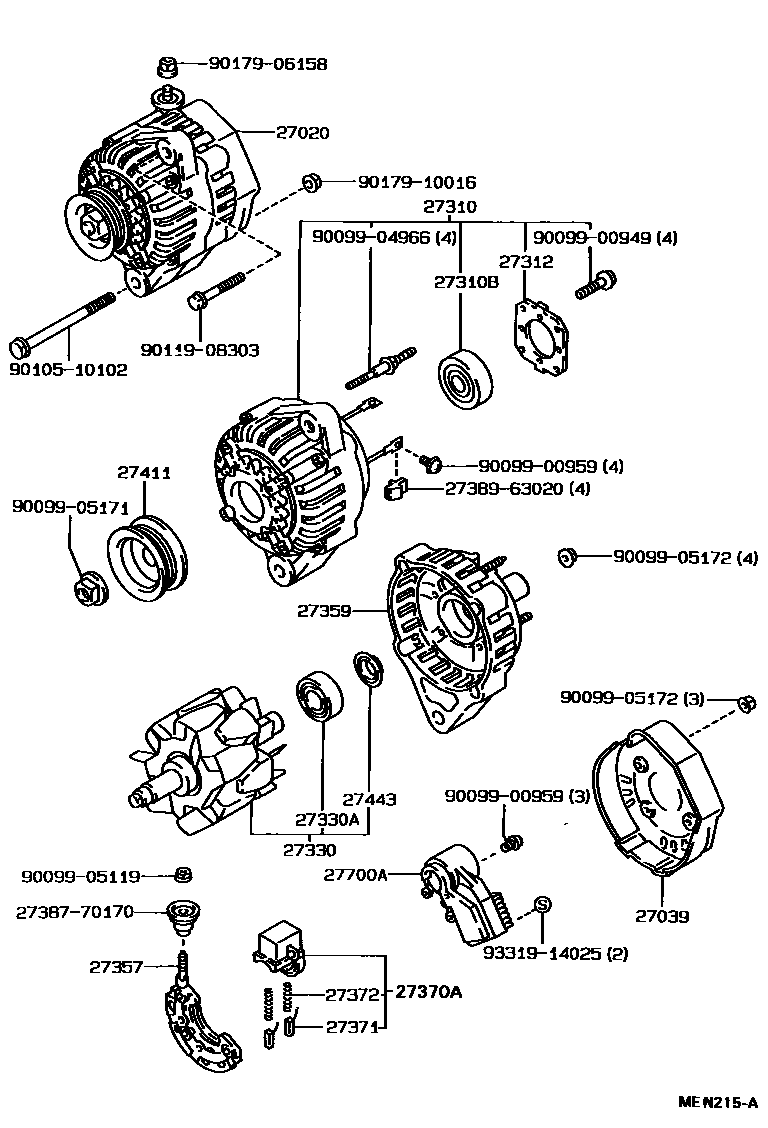 Toyota COROLLA Alternator EPC diagram — MEN215A